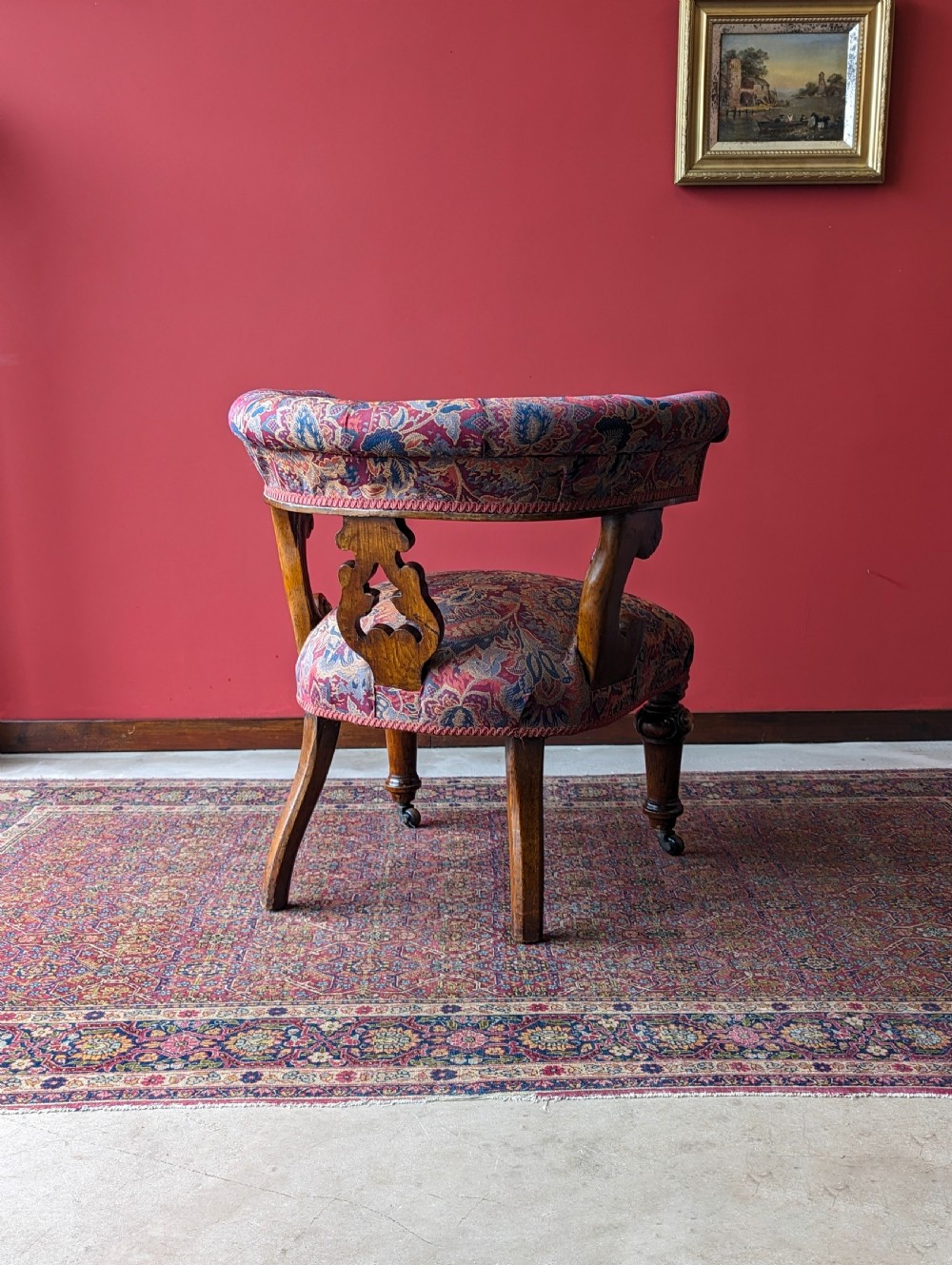 Antique Victorian Mahogany Library Desk Chair / Office Chair View III