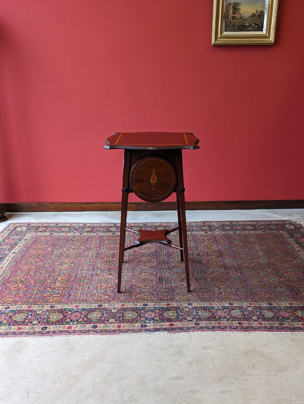 Antique Art Nouveau Edwardian Mahogany Occasional Table with Cake Stand / Plant Stand View II