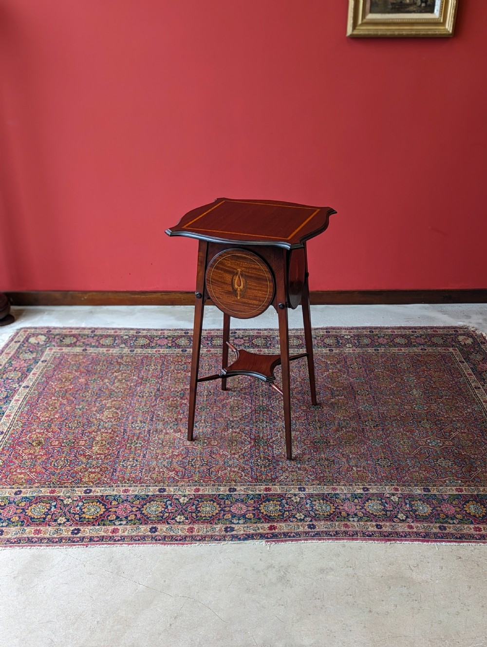 Antique Art Nouveau Edwardian Mahogany Occasional Table with Cake Stand / Plant Stand View IX