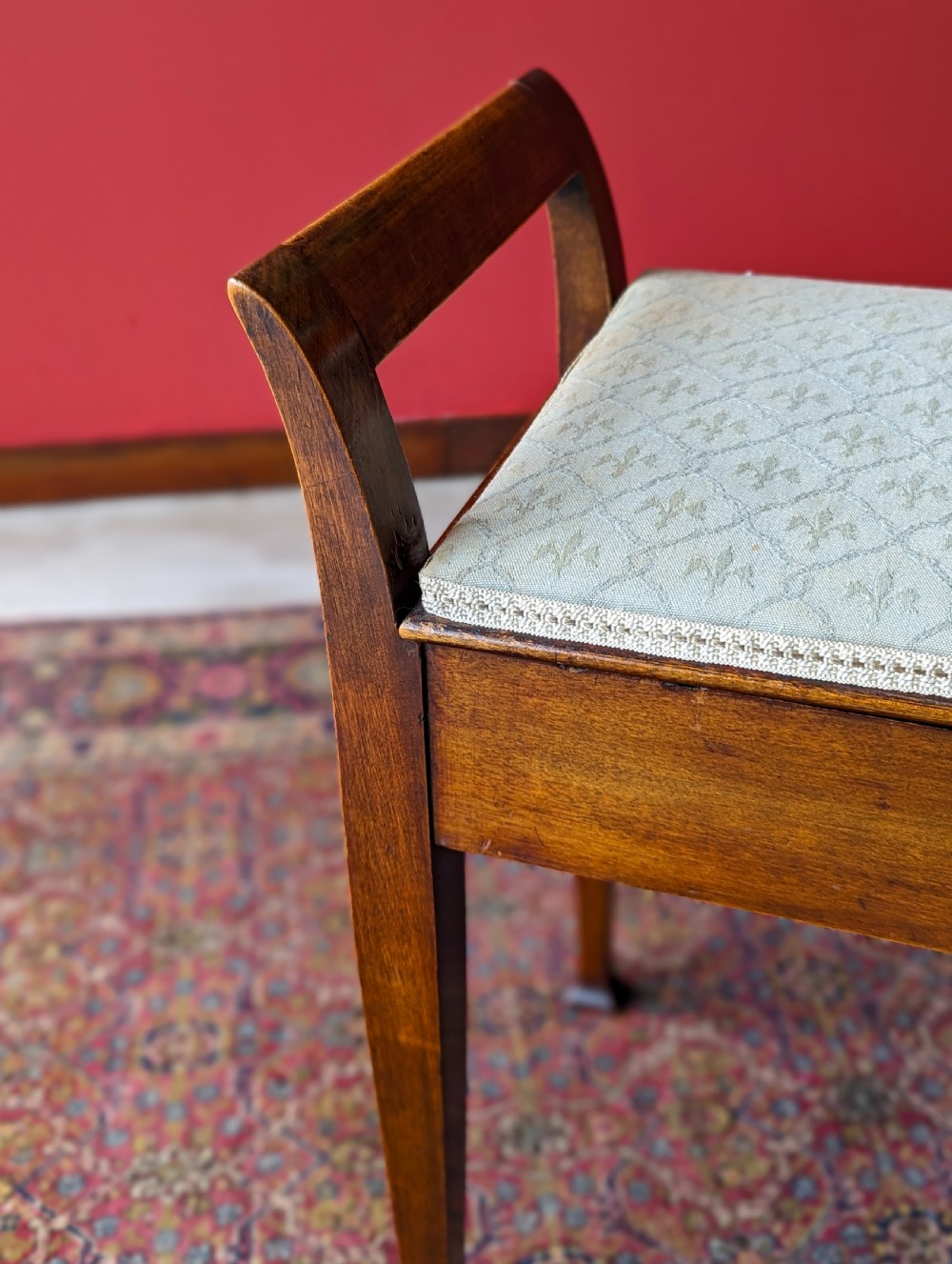 Antique Victorian Mahogany Piano Stool with Storage View VI