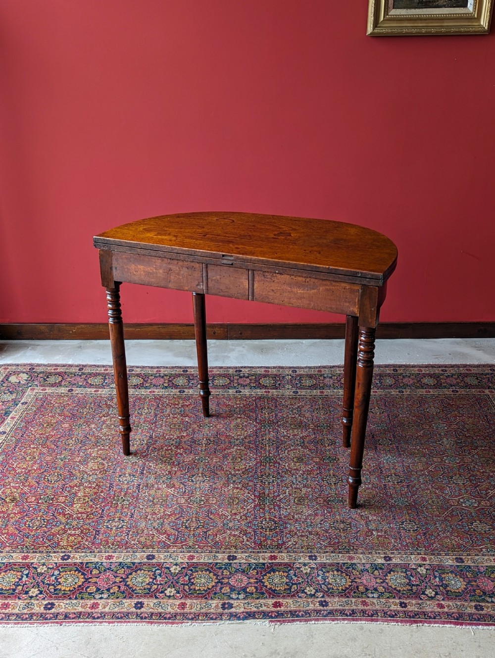 Antique Georgian Mahogany Fold Over Tea Table View III