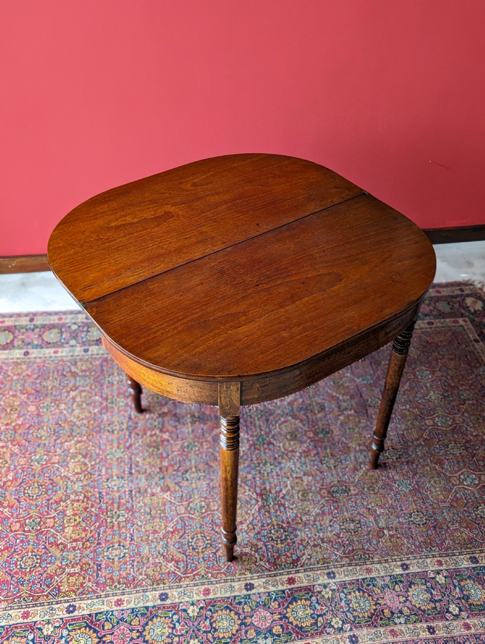 Antique Georgian Mahogany Fold Over Tea Table View IV