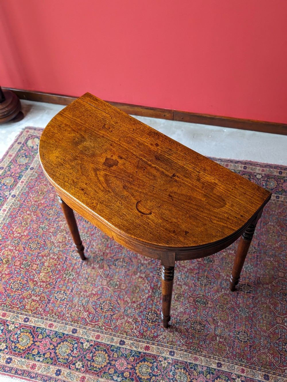 Antique Georgian Mahogany Fold Over Tea Table View VI