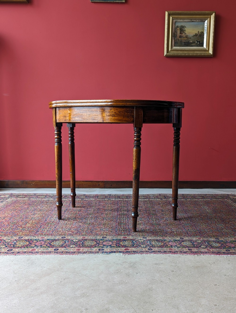Antique Georgian Mahogany Fold Over Tea Table View IX