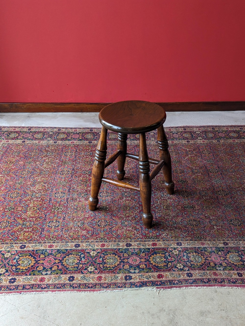 A Harlequin Set of Three Antique Early 20th Century Tavern Stools View II
