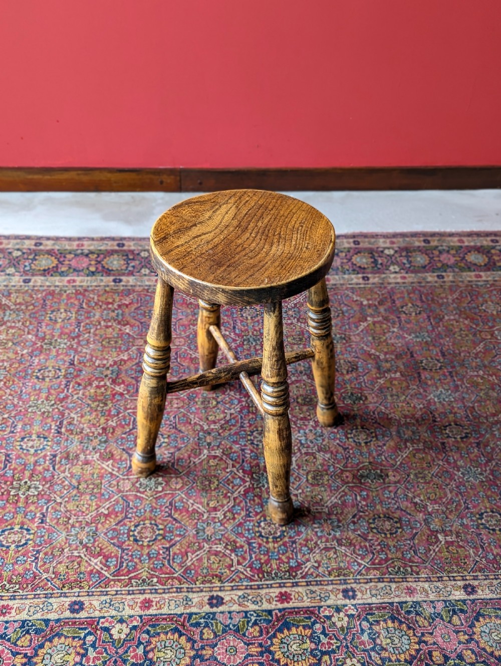 A Harlequin Set of Three Antique Early 20th Century Tavern Stools View III