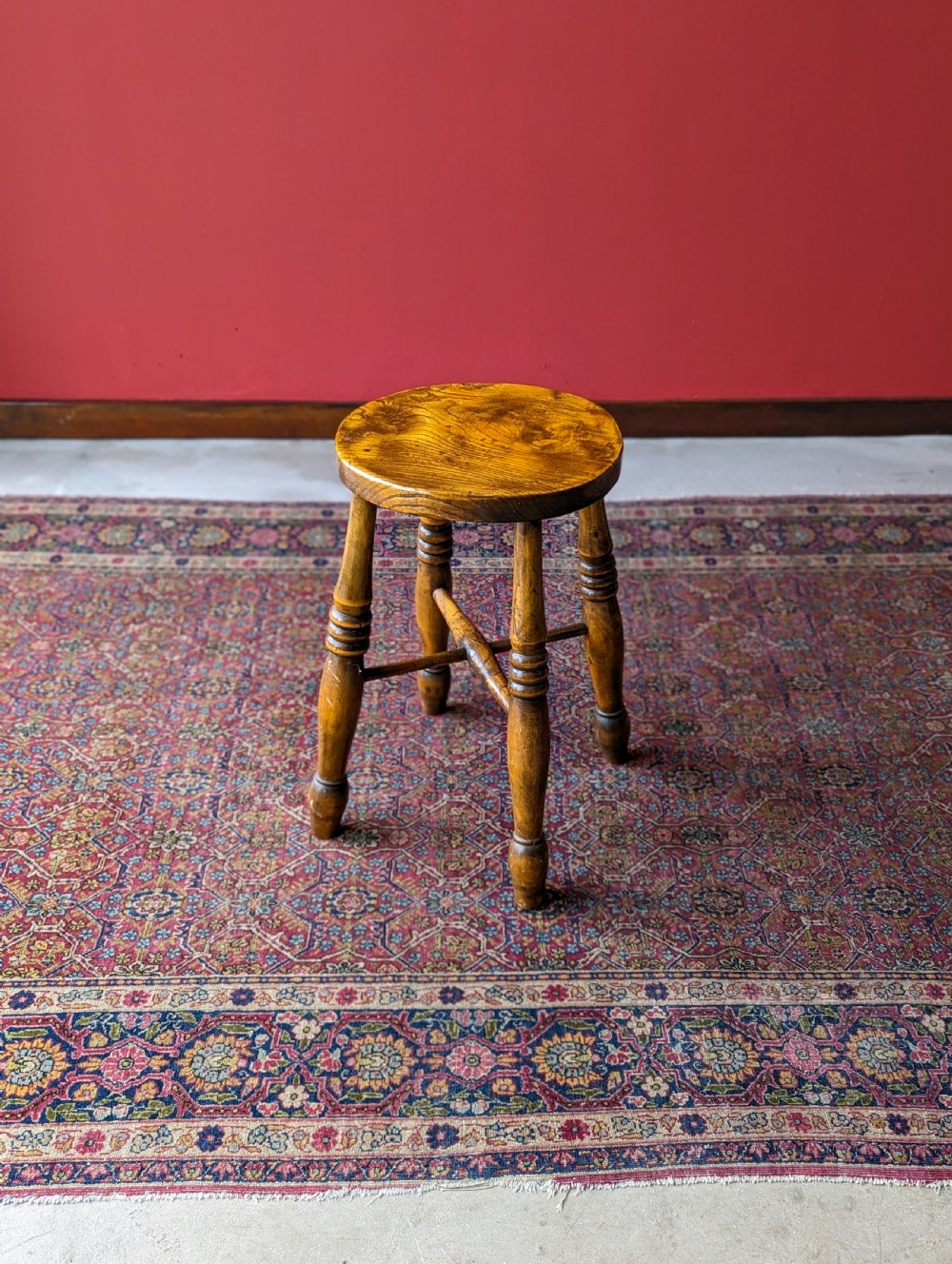 A Harlequin Set of Three Antique Early 20th Century Tavern Stools View IX