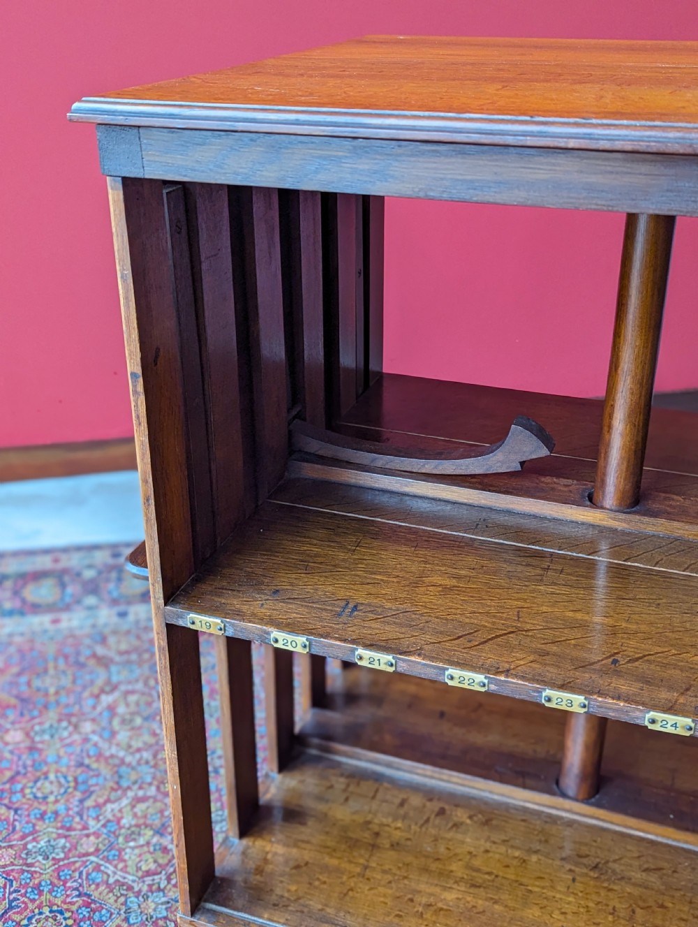 Antique Early 20th Century Oak Revolving Library Bookcase with Reading Stand View III