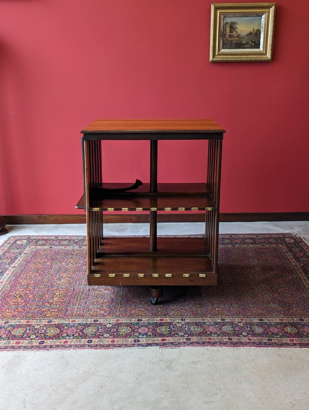 Antique Early 20th Century Oak Revolving Library Bookcase with Reading Stand View IX
