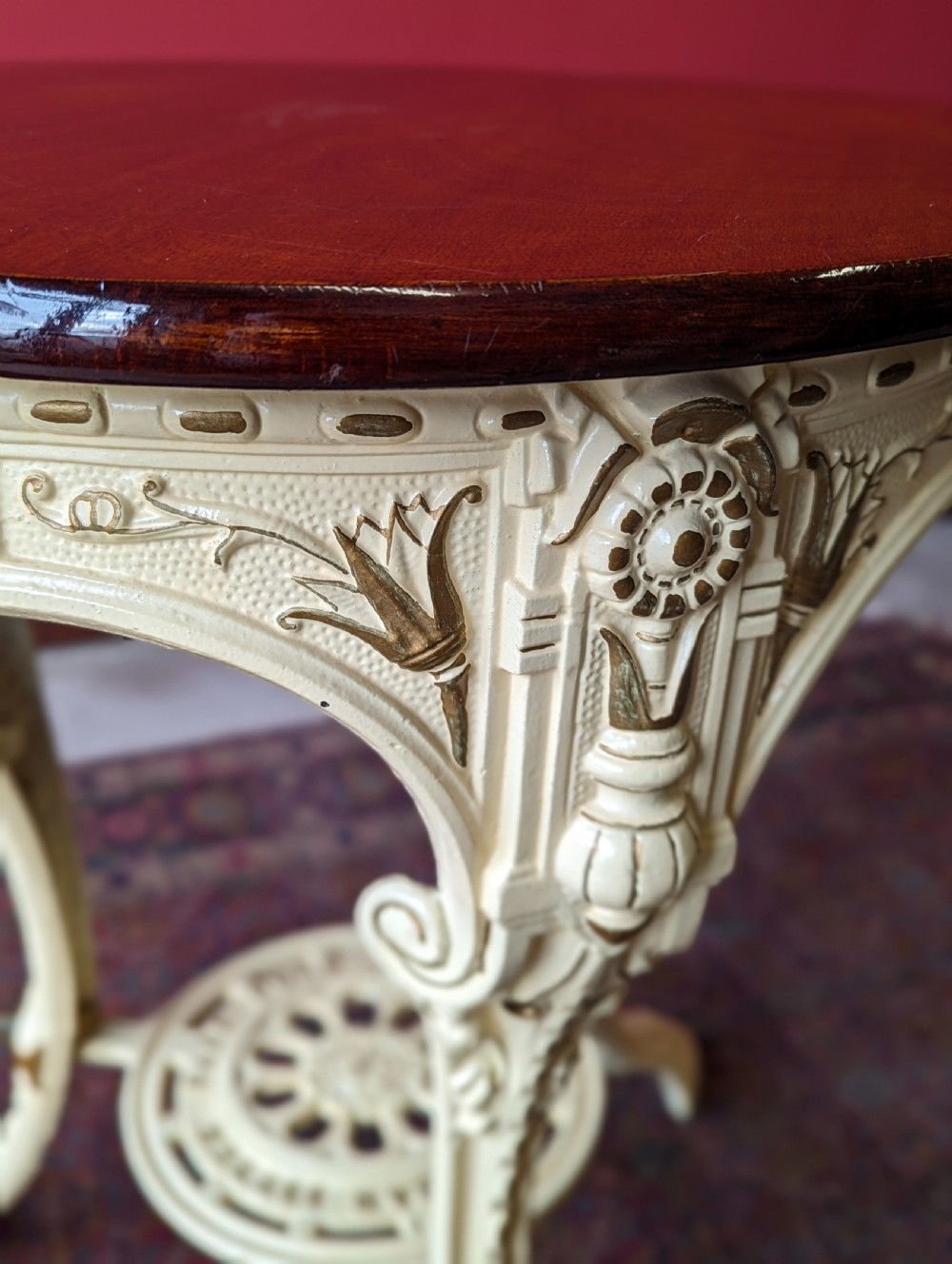 Antique Victorian Cast Iron Circular Pub Table View V