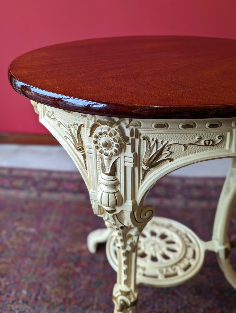 Antique Victorian Cast Iron Circular Pub Table View VII