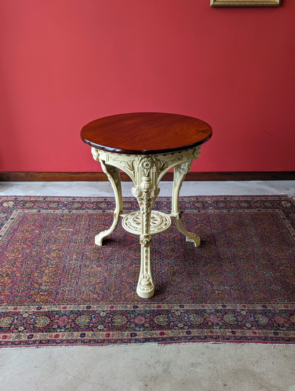 Antique Victorian Cast Iron Circular Pub Table View X