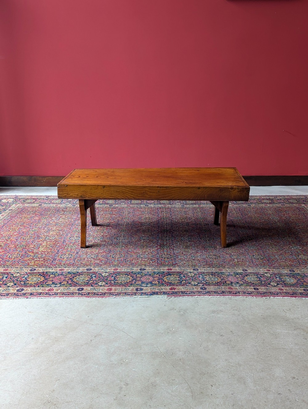 Antique Early 20th Century Elm Coffee Table View II
