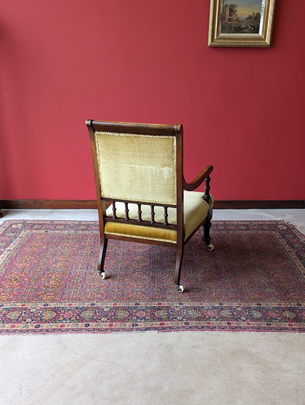 Antique Victorian Upholstered Mahogany Armchair View III