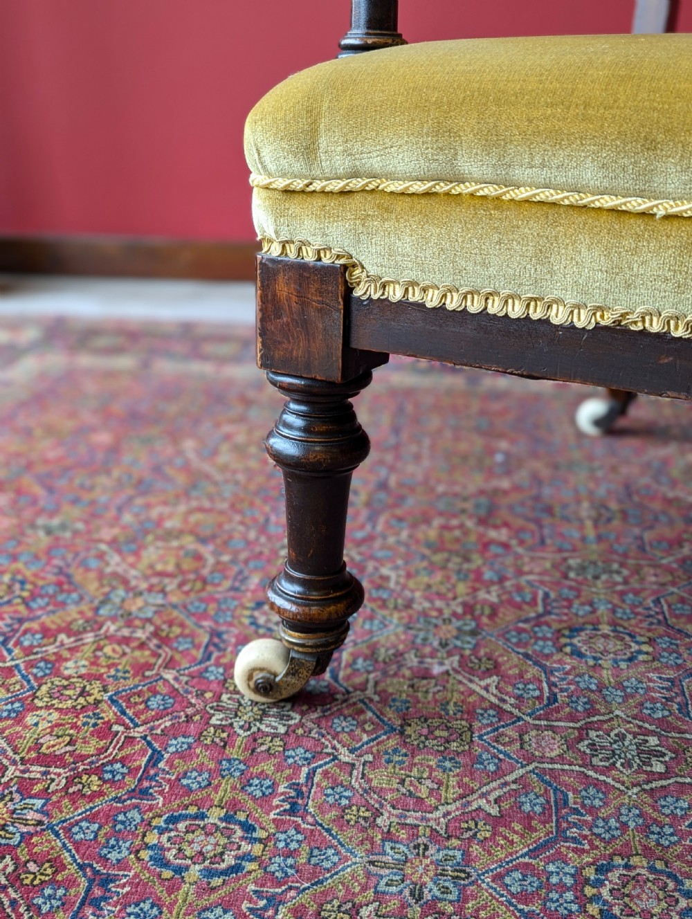 Antique Victorian Upholstered Mahogany Armchair View IV