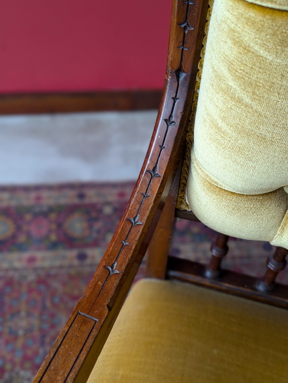 Antique Victorian Upholstered Mahogany Armchair View V