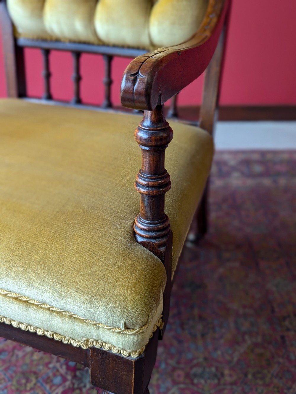 Antique Victorian Upholstered Mahogany Armchair View VIII