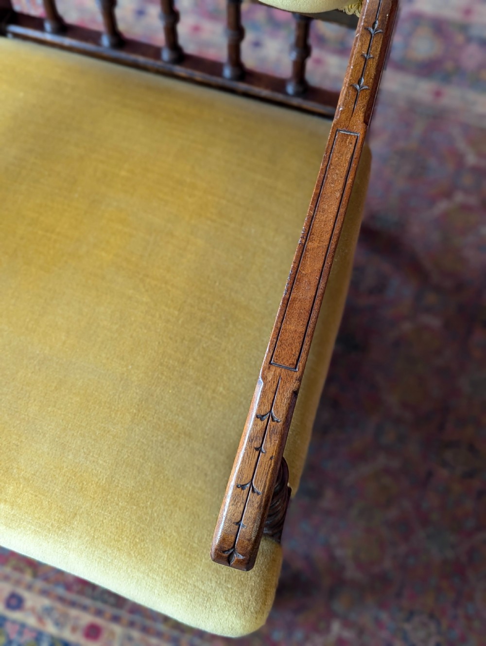 Antique Victorian Upholstered Mahogany Armchair View X