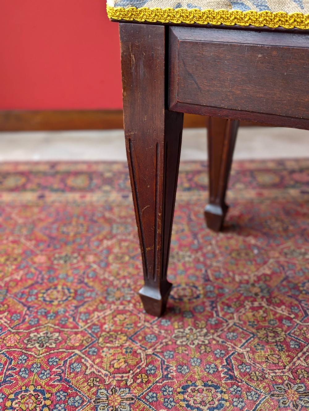 Antique Edwardian Mahogany Duet Piano Stool / Window Seat View V