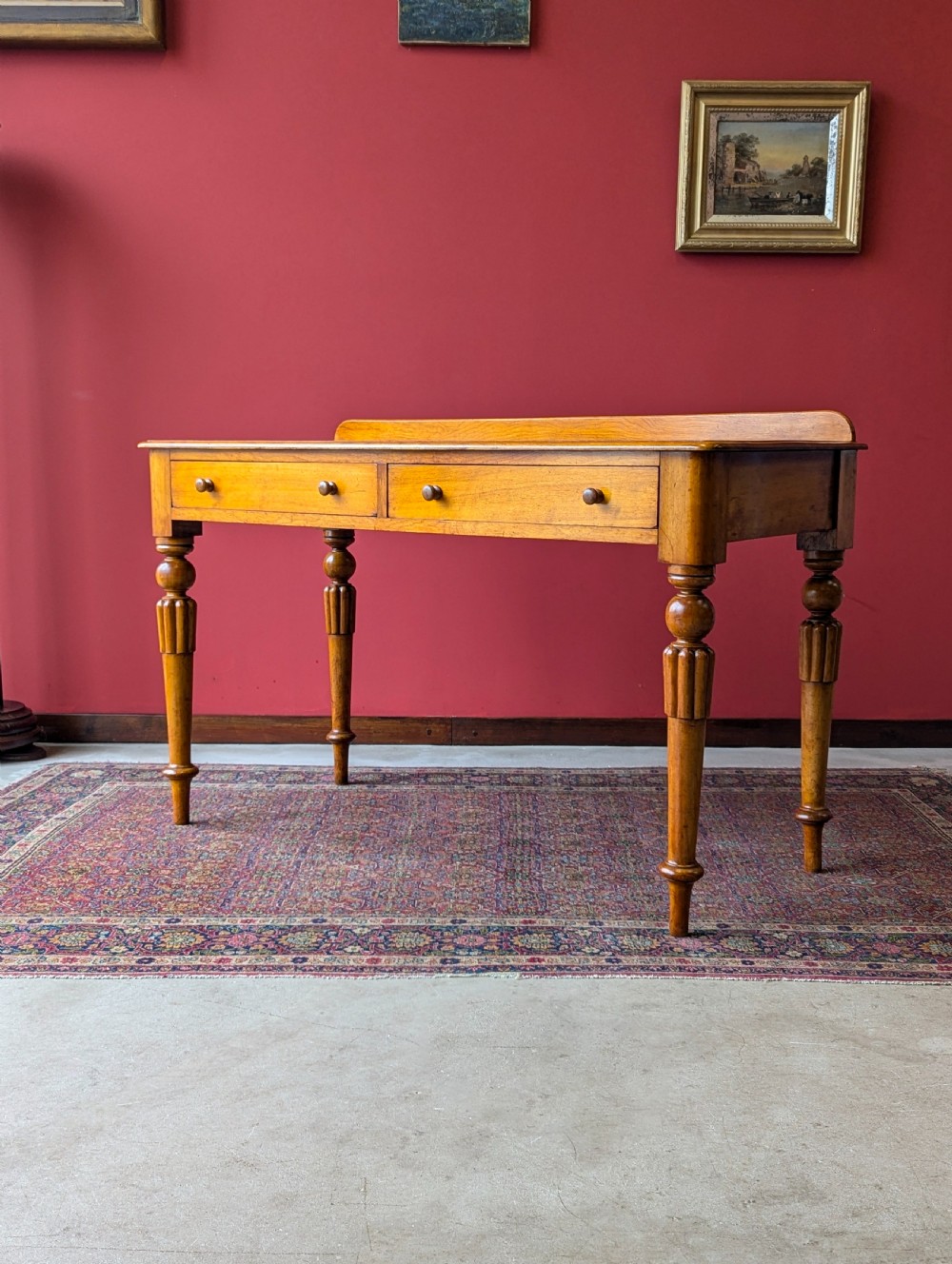 Antique Victorian Satin Birch Writing Table Desk View V