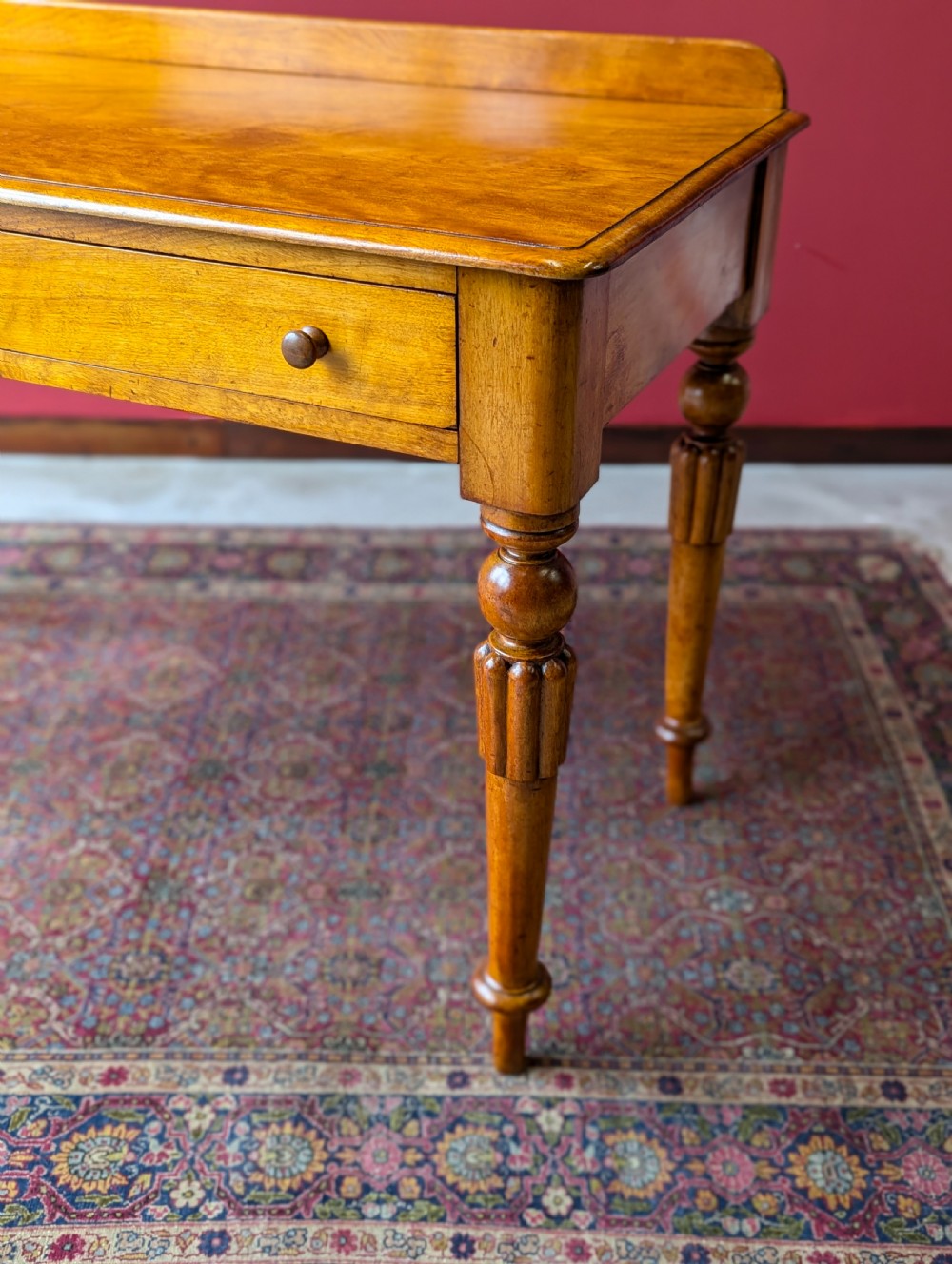 Antique Victorian Satin Birch Writing Table Desk View IX