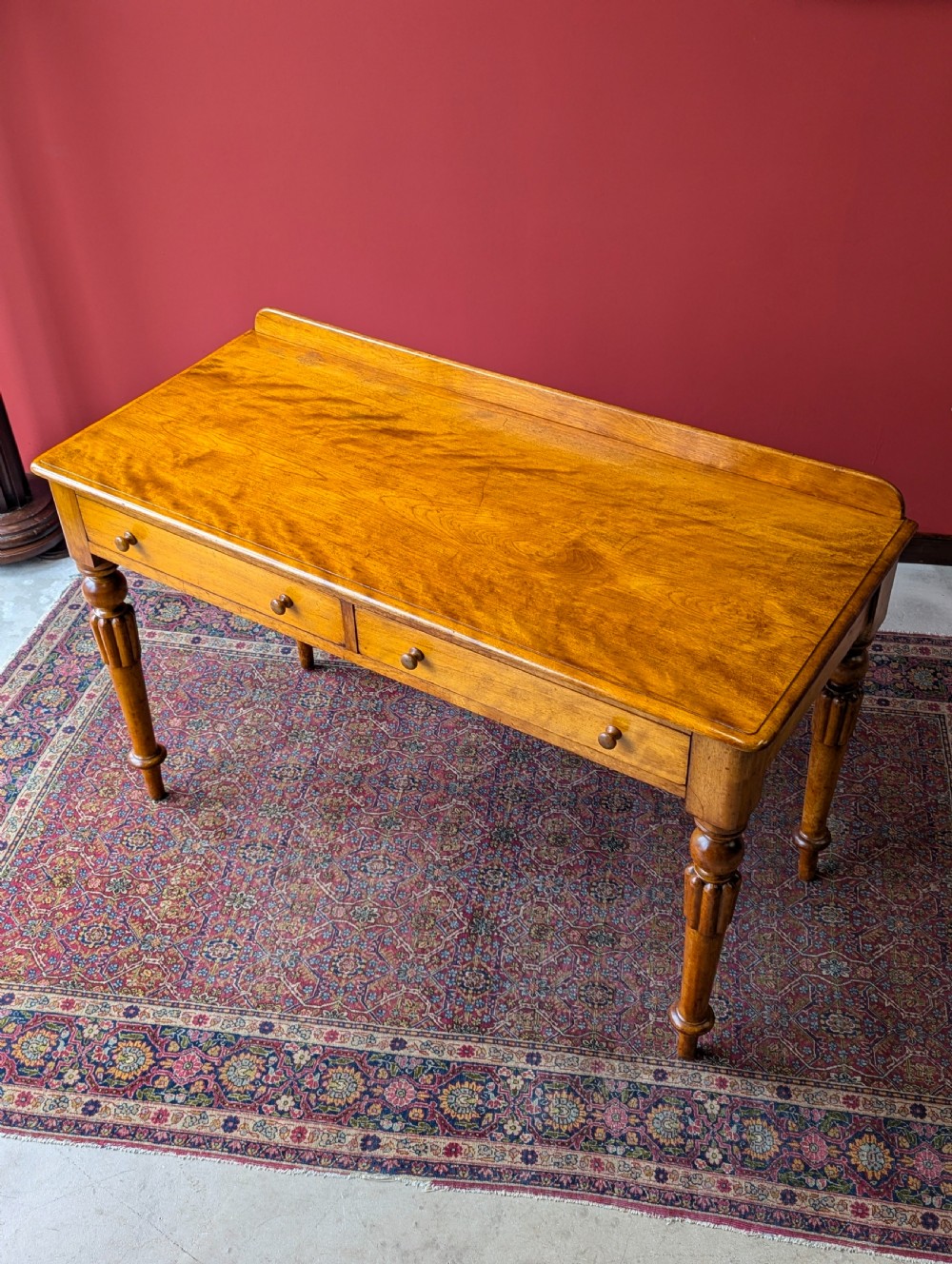 Antique Victorian Satin Birch Writing Table Desk View X