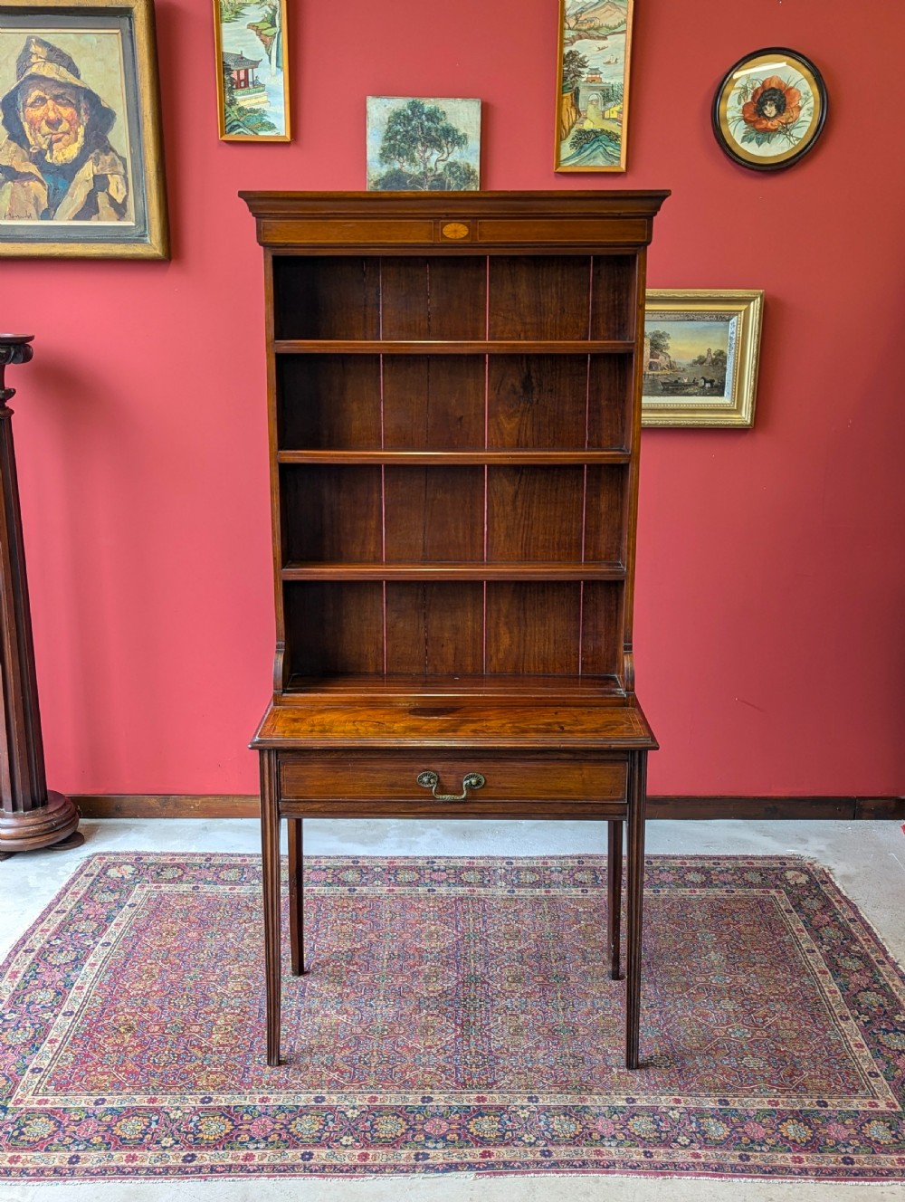 Antique Victorian Mahogany Writing Table Desk with Bookcase View II