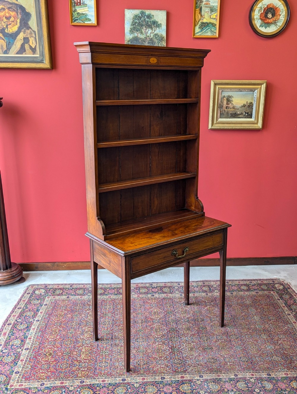 Antique Victorian Mahogany Writing Table Desk with Bookcase View III