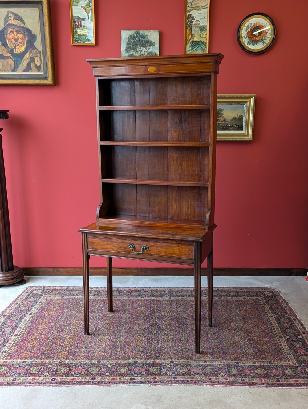 Antique Victorian Mahogany Writing Table Desk with Bookcase View VI