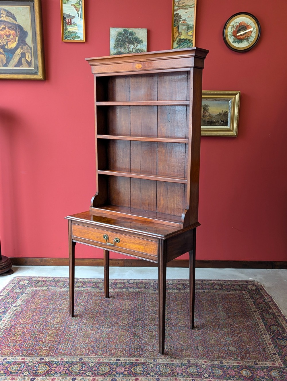 Antique Victorian Mahogany Writing Table Desk with Bookcase View VII