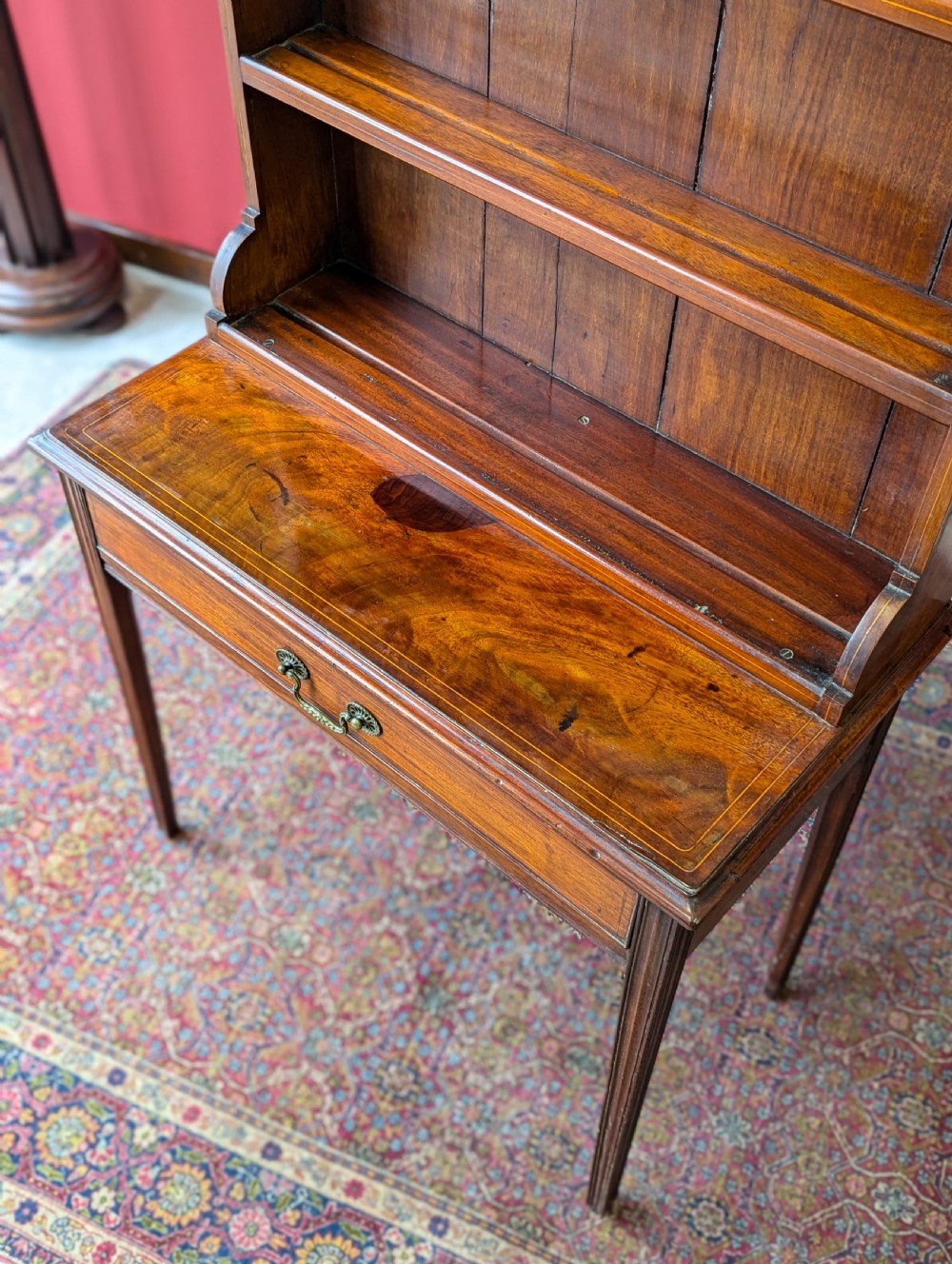 Antique Victorian Mahogany Writing Table Desk with Bookcase View X
