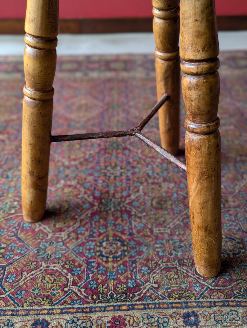 Antique Victorian Industrial Elm Stool View III
