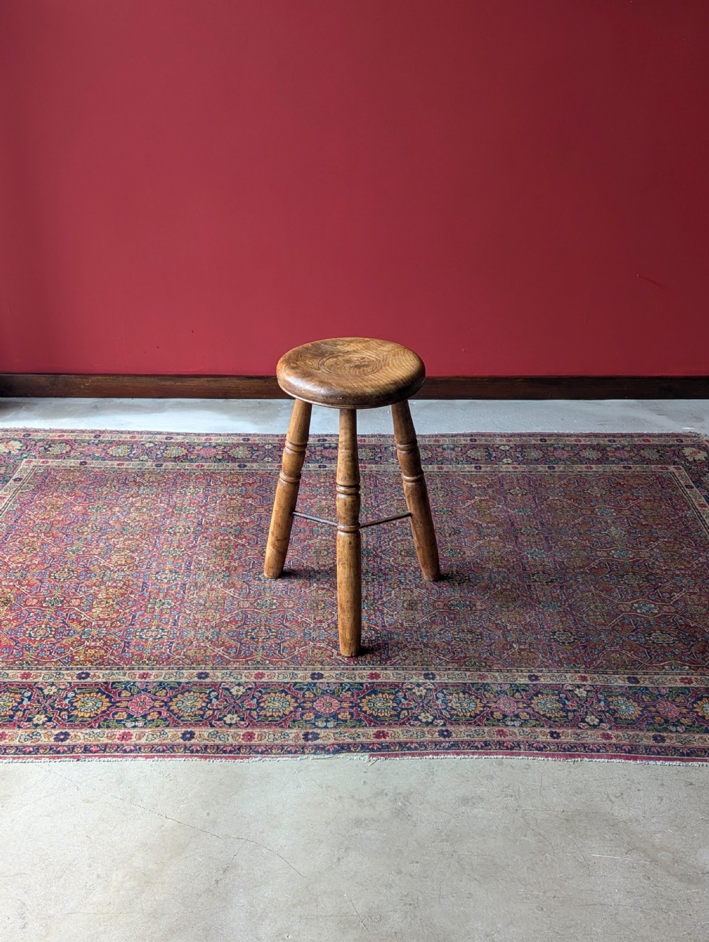 Antique Victorian Industrial Elm Stool View V