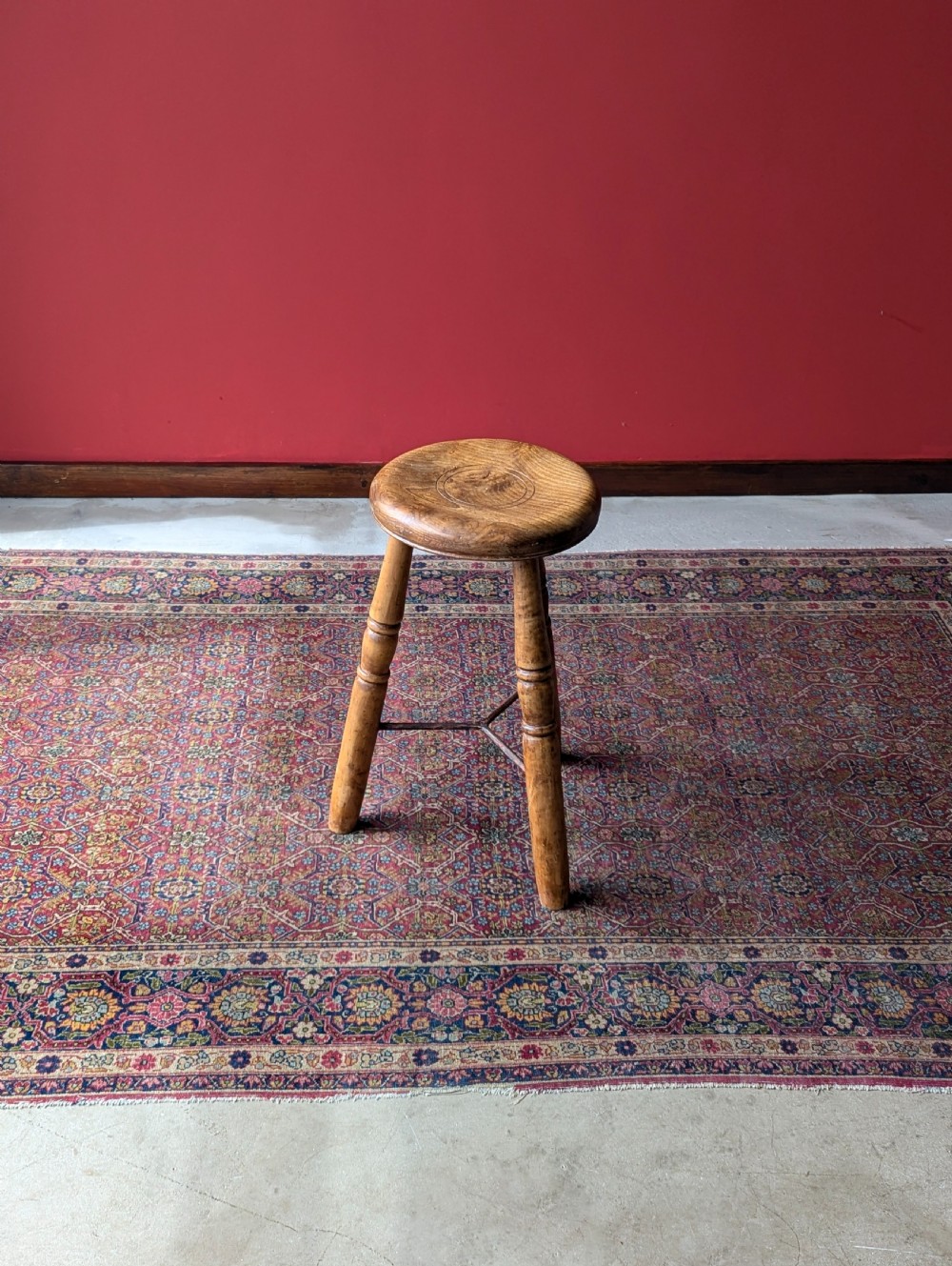 Antique Victorian Industrial Elm Stool View VI