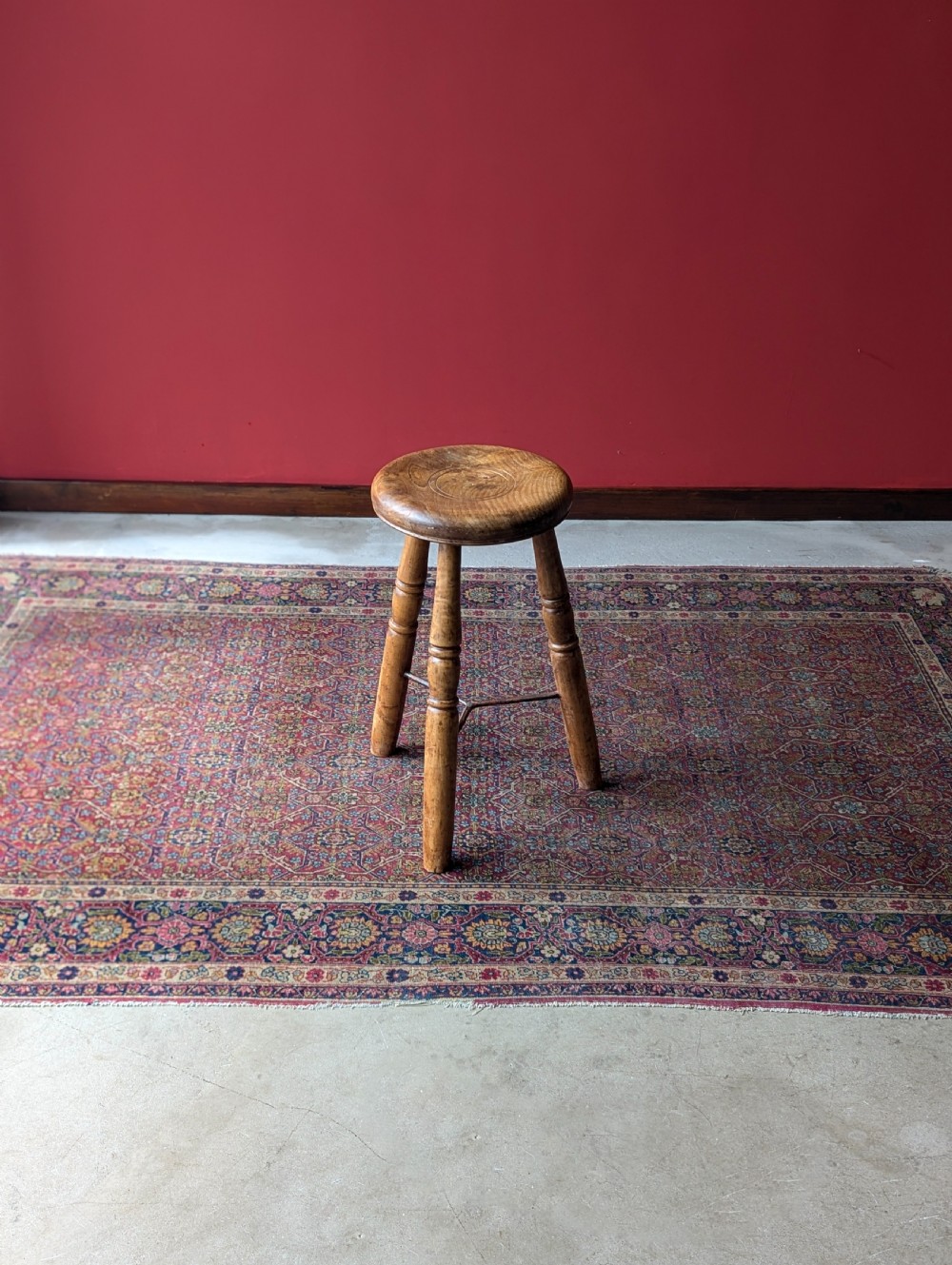Antique Victorian Industrial Elm Stool View VII