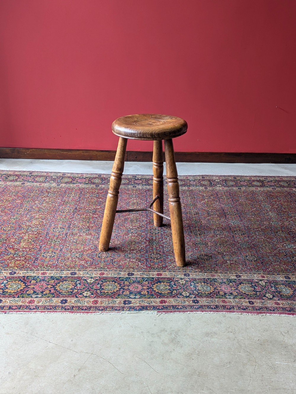 Antique Victorian Industrial Elm Stool View VIII