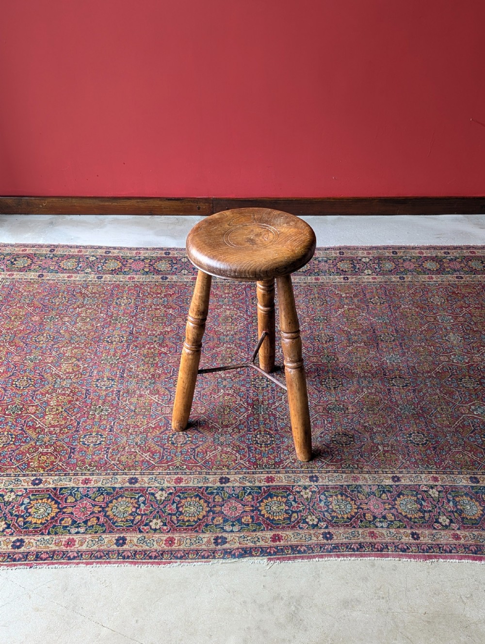 Antique Victorian Industrial Elm Stool View IX