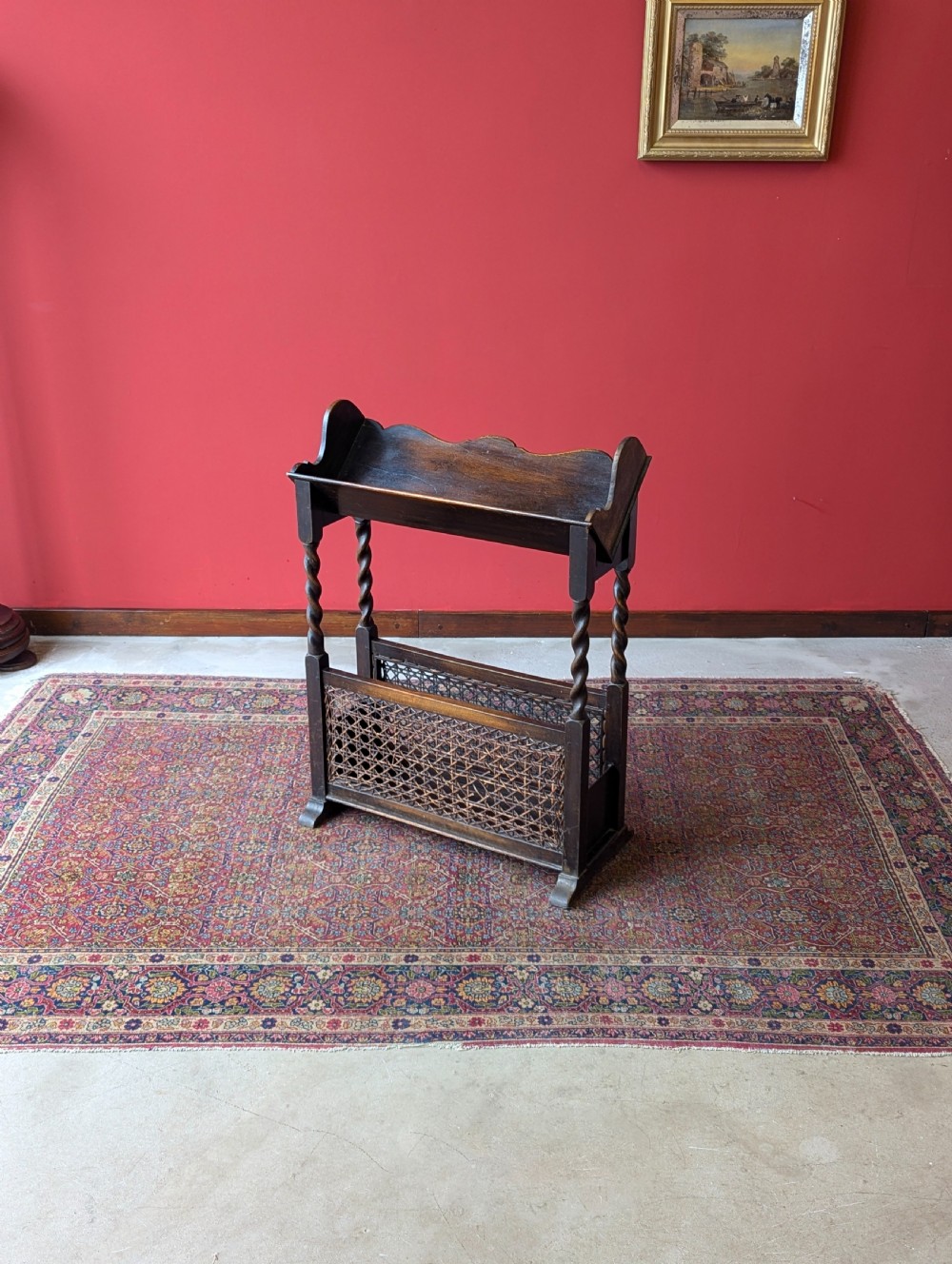 Antique Early 20th Century Oak Book Trough