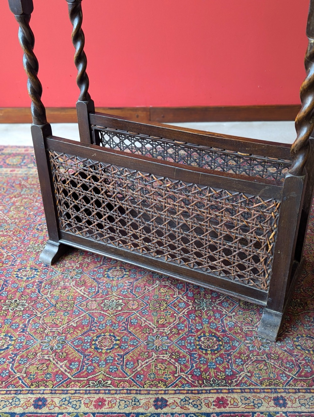 Antique Early 20th Century Oak Book Trough View II