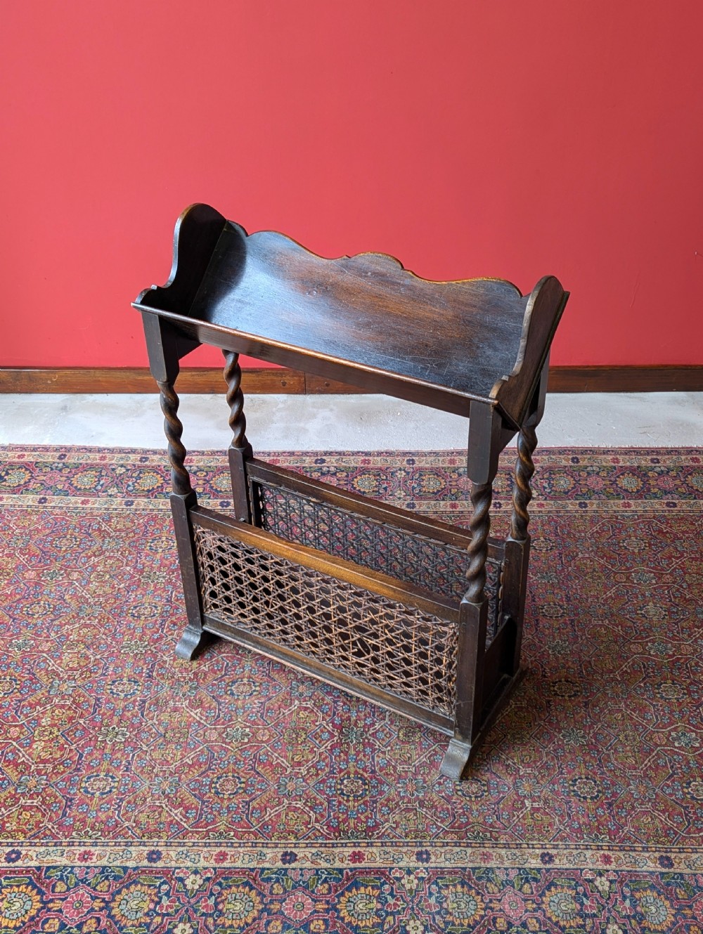 Antique Early 20th Century Oak Book Trough View IX
