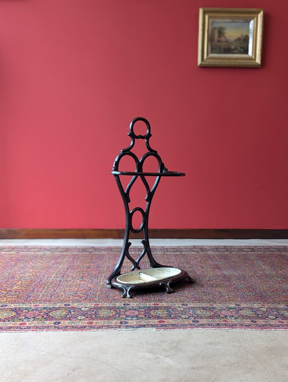 Antique Victorian Cast Iron Art Nouveau Stick Stand View VI
