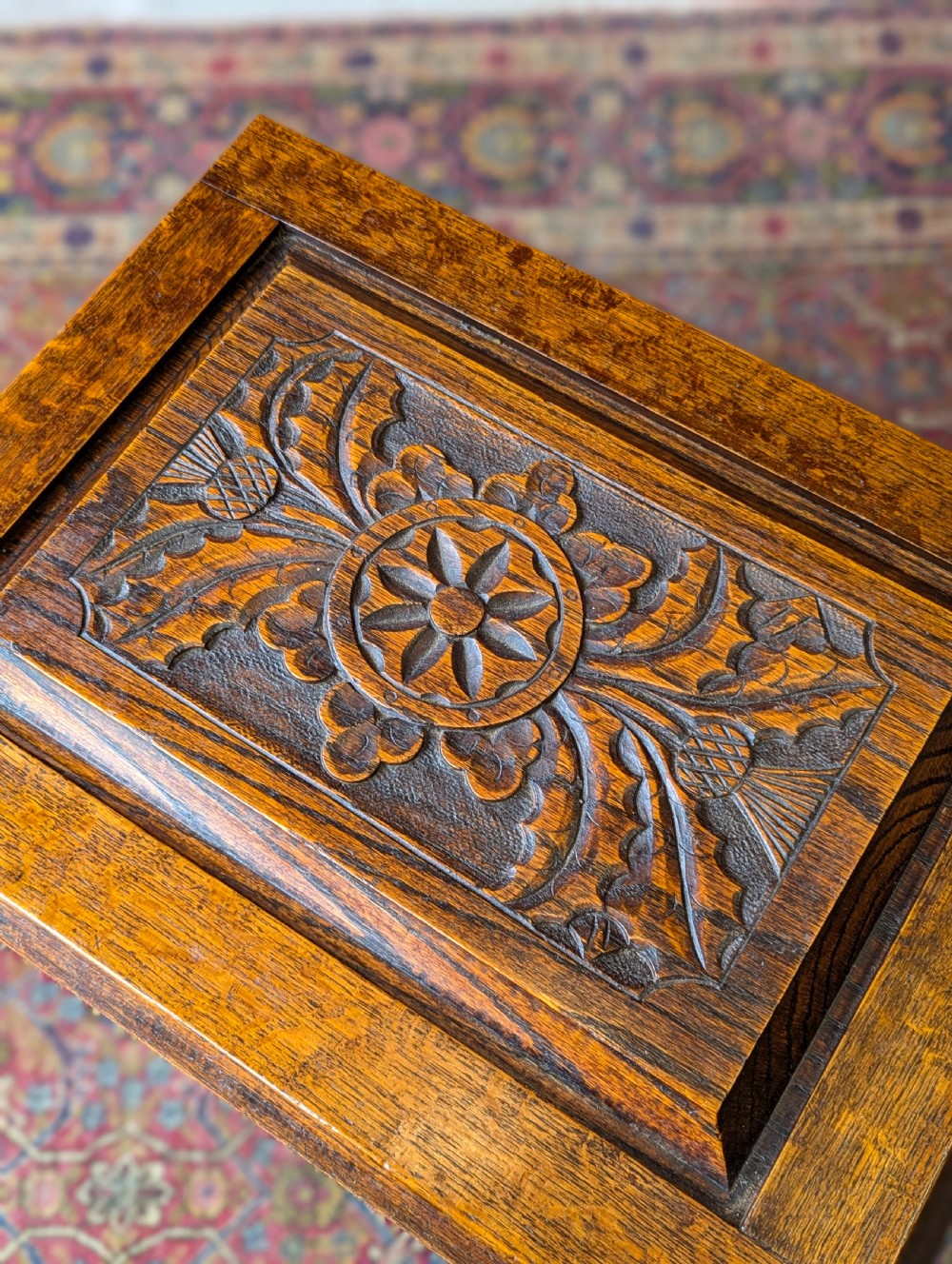 Antique Early 20th Century Arts & Crafts Style Oak Coal Box / Purdonium View VI