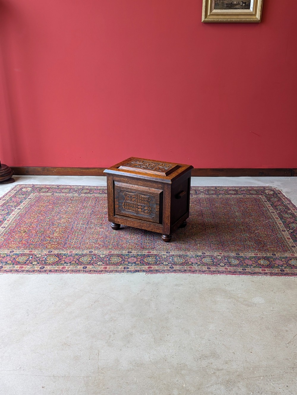 Antique Early 20th Century Arts & Crafts Style Oak Coal Box / Purdonium View IX