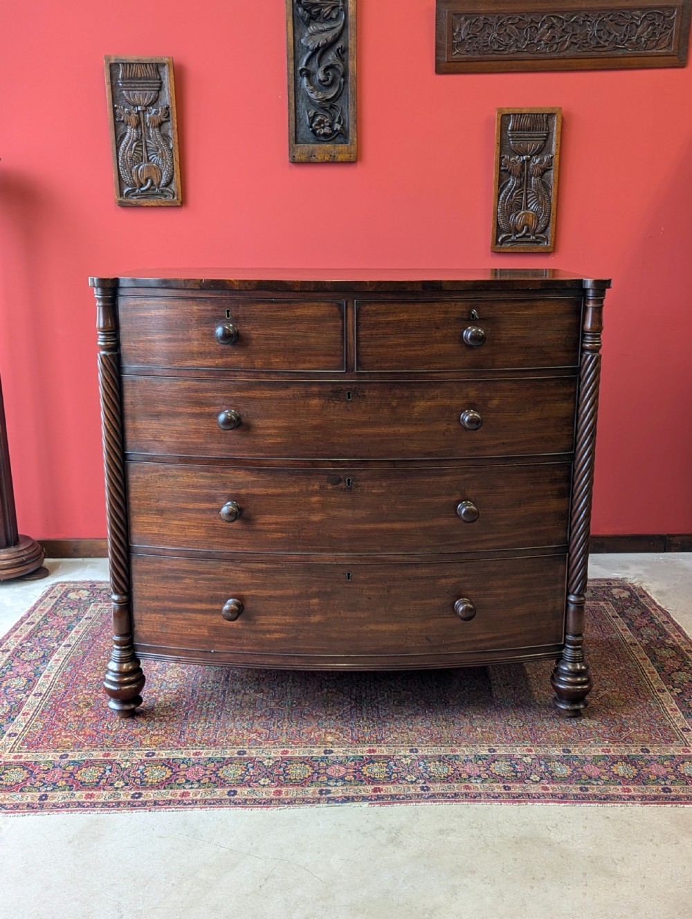 Antique Victorian Dark Mahogany Scotch Chest of Drawers
