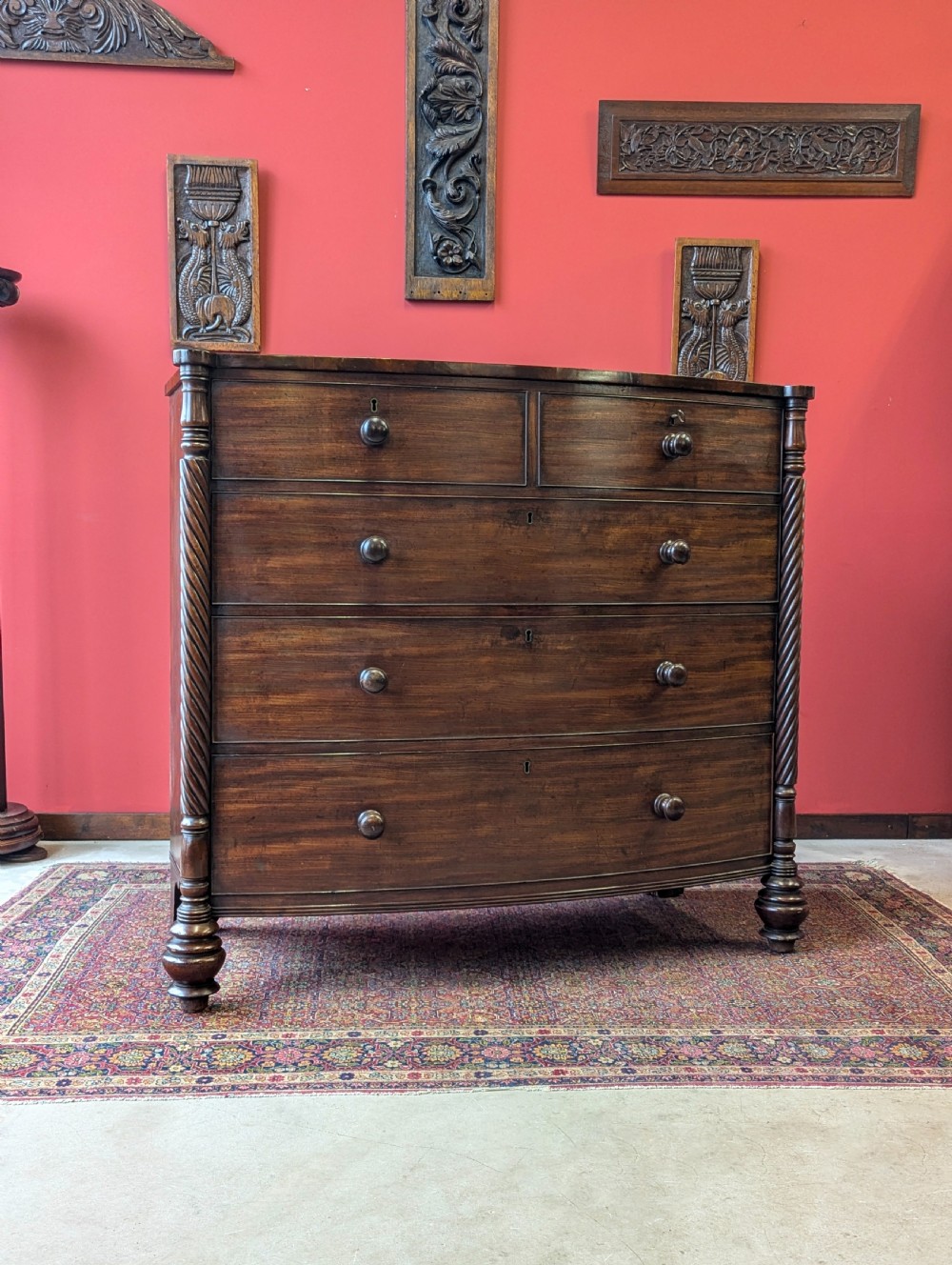 Antique Victorian Dark Mahogany Scotch Chest of Drawers View III