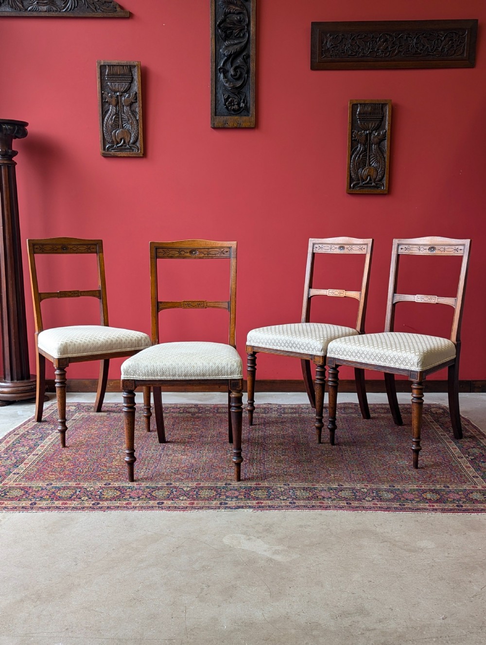 Set of 4 Antique Victorian Mahogany Dining Chairs