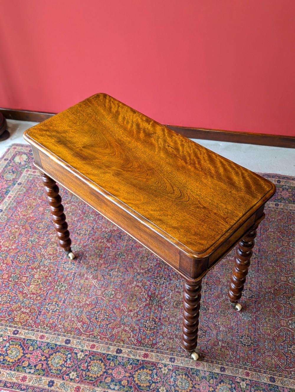 Antique 19th Century Beech Bobbin Side Table with Drawer View IV