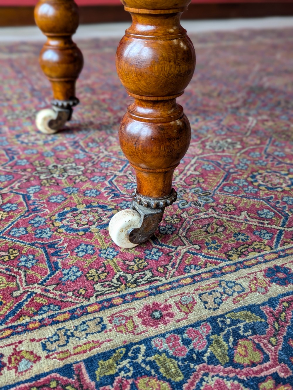 Antique 19th Century Beech Bobbin Side Table with Drawer View VII
