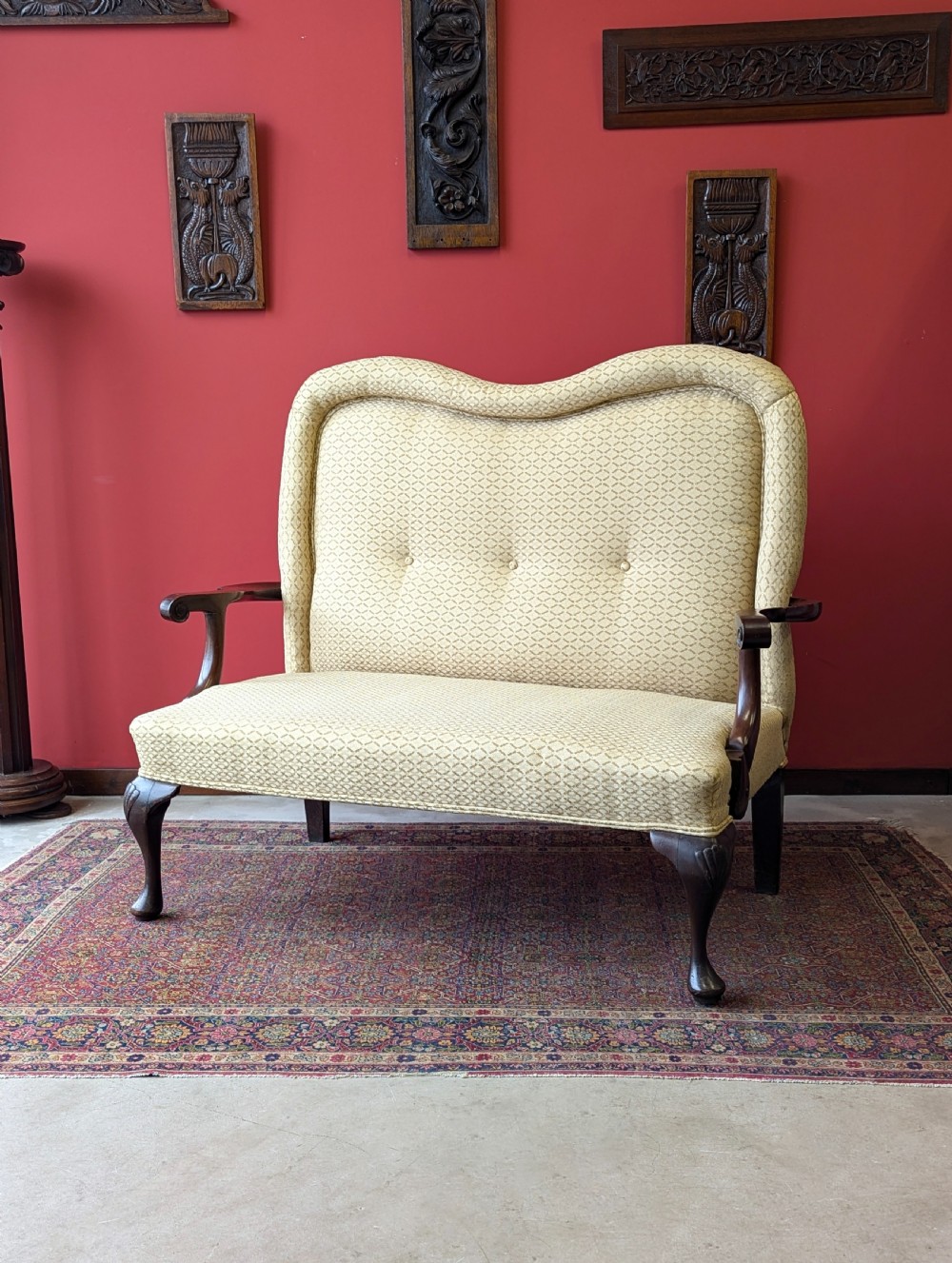 Antique Georgian Mahogany Upholstered Two Seater Settee View IV