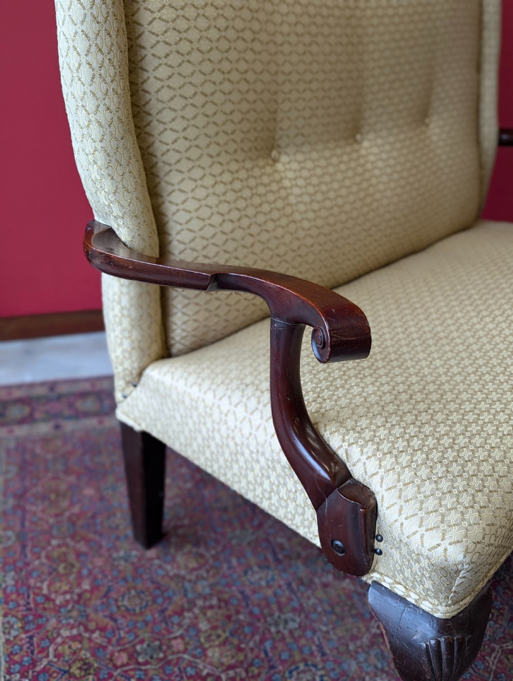 Antique Georgian Mahogany Upholstered Two Seater Settee View V